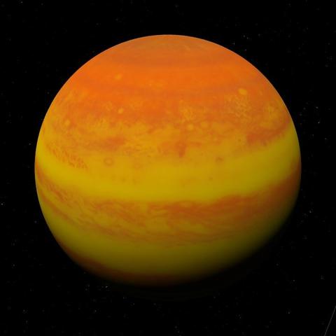 A computer-generated representation of the HD 92788 b exoplanet.