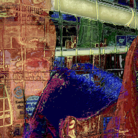 Barcelona digital edited street photography, made with the GNU Image Manipulation Program + Grid BW Color (G'MIC-Qt).