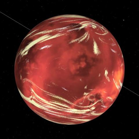 A computer-generated representation of the TOI-178 f exoplanet.