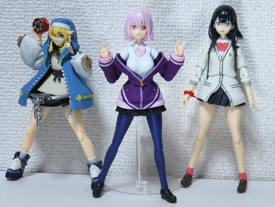Three kits by the company "annulus": Bridget (a young person with blue hoodie from the fighting game "Guilty Gear" series), Akane, and Takarada Rikka (a young girl with some school uniform, who also appears in that anime with Akane).