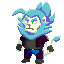 A small sprite drawing of my lion fursona Zeiros. Everything is there: white fur, blue mane, biker leathers. Just pocket sized!