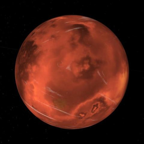 A computer-generated representation of the K2-138 f exoplanet.