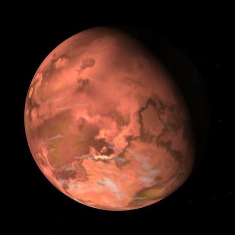 A computer-generated representation of the Kepler-1563 b exoplanet.