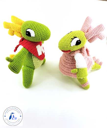 amigurumi crochet peluches konqi et katie dragons de KDE