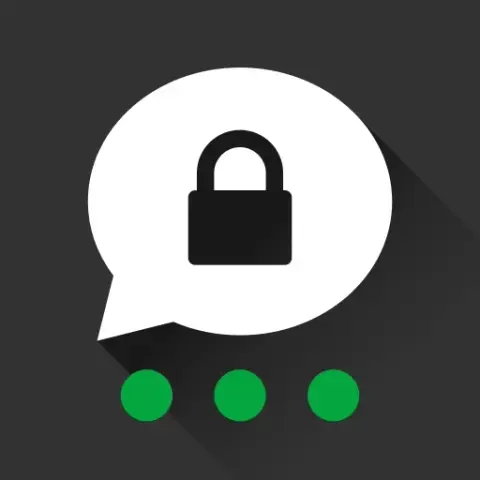 Das Logo des Messengers Threema.
Auf dunkelgrauem Grund liegt eine weiße Sprechblase mit einem schwarzen Bügelschloss. Darunter drei grüne Punkte. Die Sprechblase wirft einen leichten Schatten.