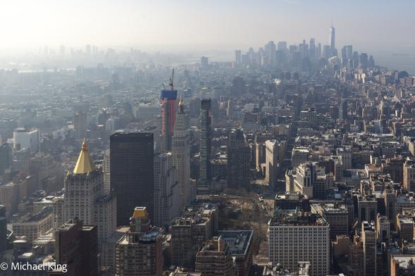 A view of the New York City skyline taken from the Empire State Building in 2016.
