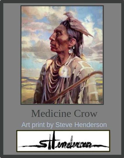 Art print of an original oil painting depicting an indigenous man of North America from the late 19th century.