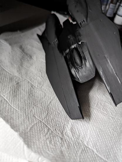 Elite Dangerous Mamba primed with acrylic primer (still wet)