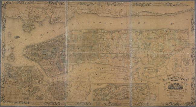 Topographical map of New York City, County and vicinity : showing old farm lines &c.