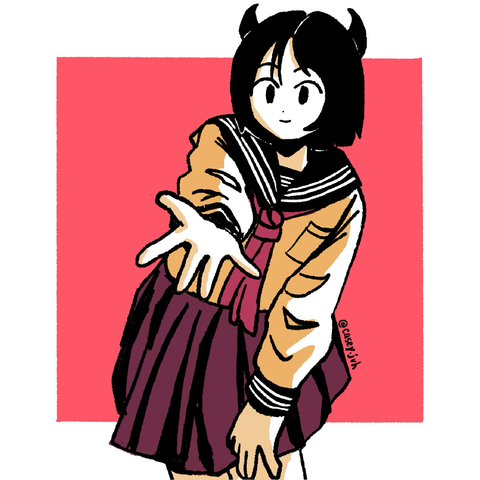 An illustration of a demon school girl.