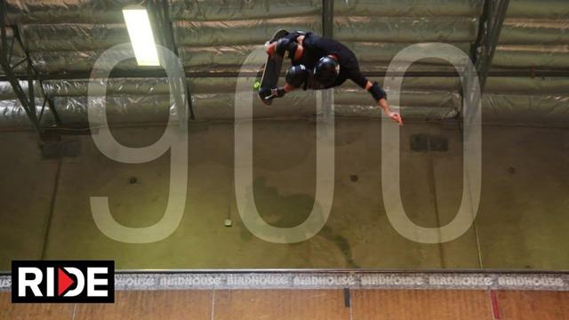 Tony Hawk attempting his signature 900º