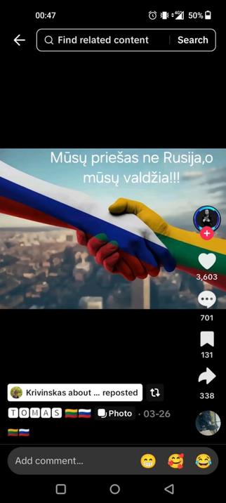 SKIRMANTAS KRIVINSKAS "aš už taiką" "draugaukim su ruSSija' 'aš ne vatnikas"