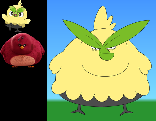 Browt from Pokémon Winds and Waves, but it's drawn to be shaped like Terrance from the Angry Birds Movie.
