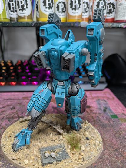 A blue Riptide being painted