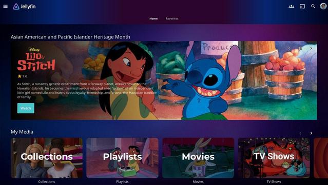 Current Jellyfin home page look. At least in a browser; the plugins that modify Jellyfin's look don't work on most of th
