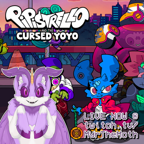 #Twitch Stream is #GoingLive! Pipistrello and the Cursed Yoyo https://twitch.tv/myrthemoth #MothTuber #VTuber #Furry #Mo