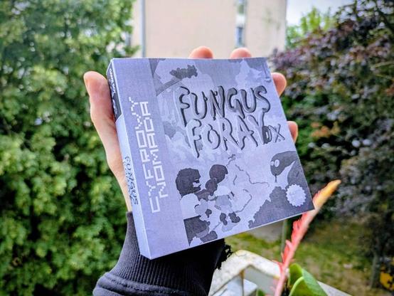 Fungus Foray DX - box design and proof print. #GameDev #IndieDev #Homebreew