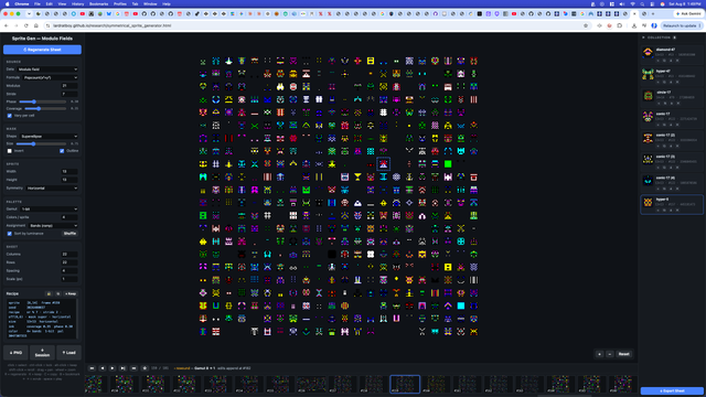 #screenshotSaturday - I am toying with procedural sprites again - if you are into such things here is the url https://la
