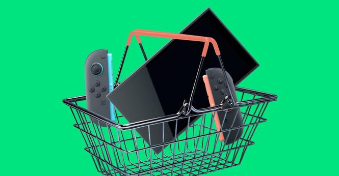 Nintendo Switch 2 in a shopping basket.