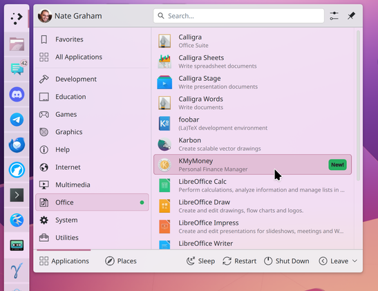Plasma's launcher adds a flair to newly installed apps