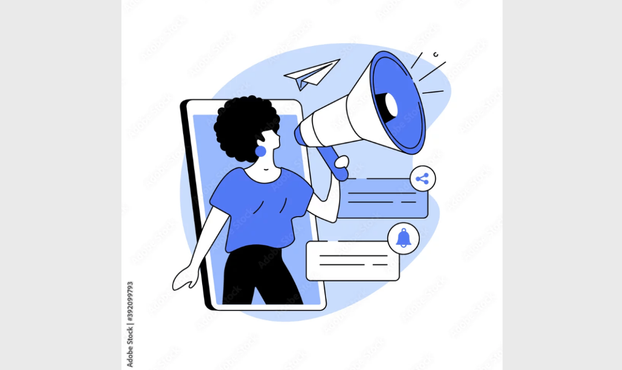 Stock Photo Illustration of Woman with Microphone Standing Inside iPhone Screen, Drawing