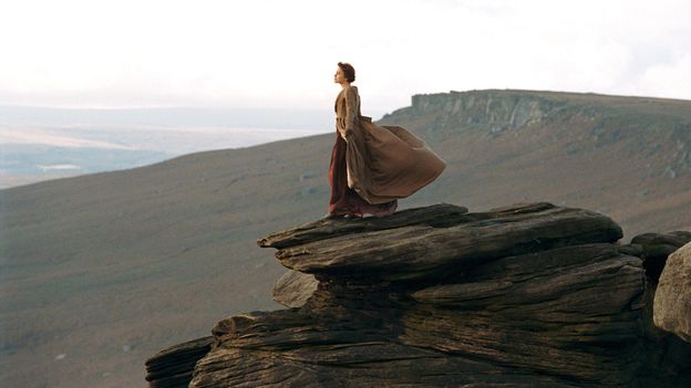 Keira Knightley on a cliff edge in Derbyshire, UK, from 2005's Pride and Prejudice (Credit: Alamy)