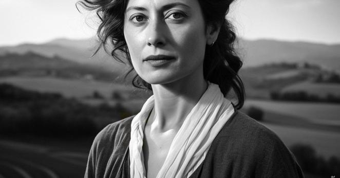 Die Welt der Neuen Bilder – Portrait einer Frau im Niemandsland zu keiner Zeit. ACHTUNG: Dichografie, Ki/Mi-generierte, Juli 2023.
| The world of new images - Portrait of a woman in no man’s land at no time. ATTENTION: Dichography, Ki/Mi-generated, July 2023.
