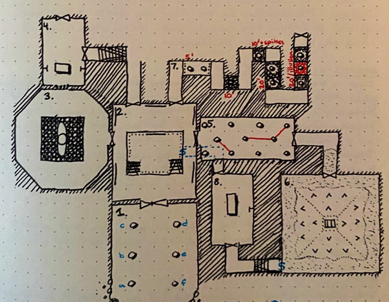 Rooms 1 to 8 of my #dungeon23