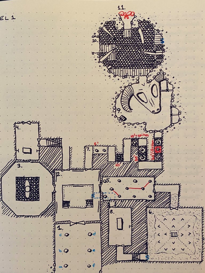 Rooms 1 to 11 of my #dungeon23