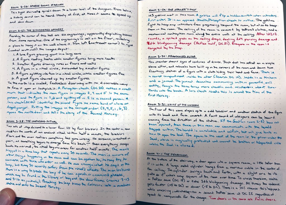 Written descriptions of rooms 3-26 to 4-1