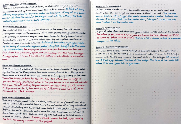 Written descriptions of rooms 4-9 to 4-15