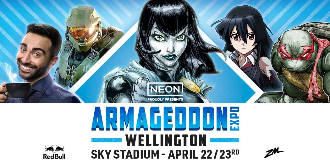 Banner of the Armageddon Expo / Wellington, Sky Stadium, April 22-23rd