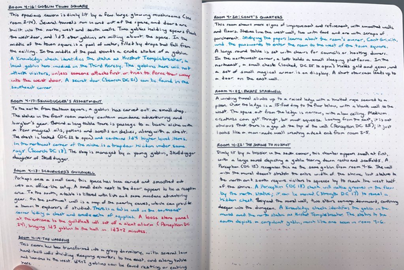 Written descriptions of rooms 4-16 to 22