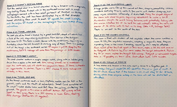 Written descriptions of rooms 5-7 to 5-13