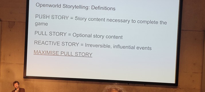 Slide with open world story definitions
Push story
Pull story
Reactive story