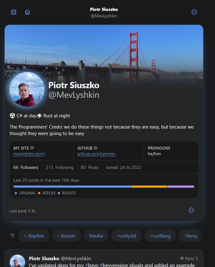 Piotr Siuszko (@MevLyshkin@) - Gamedev Mastodon