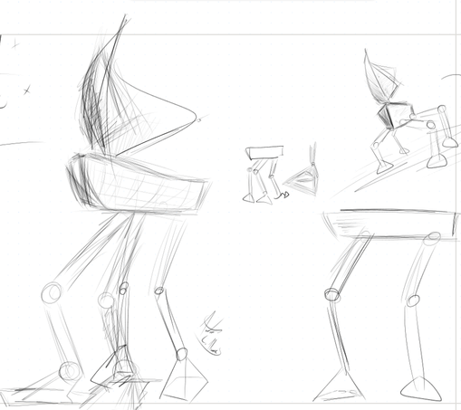 Sketch made in Rnote, of a quadruped sailboat.