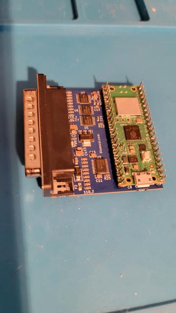 The PCB of a fully soldered and assembled external BlueSCSI device