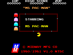 Screenshot of xfixium's port of Ms. Pac-Man for the SEGA Master System