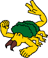 Bomber Arachner: six-legged beast with two buff arms and bushes on its shell. it has a vaguely octopus-like head with two huge spider fangs, and a prehensile tail that can grab things to throw at others