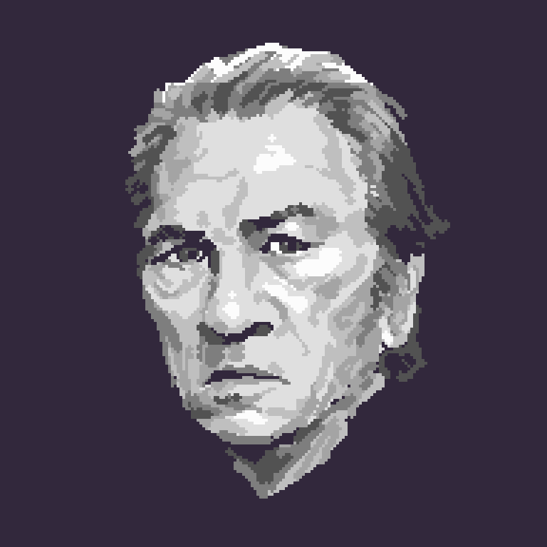 A grayscale sketch of a head shot of Tommy Lee Jones.