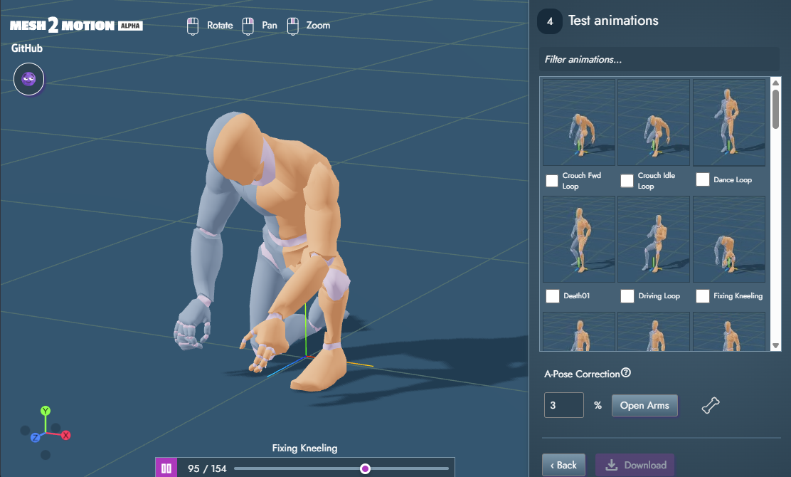 Mesh2Motion software screenshot