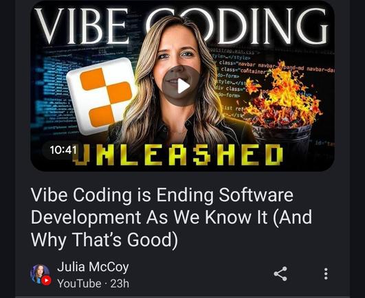 Youtuber saying vibe coding is good.