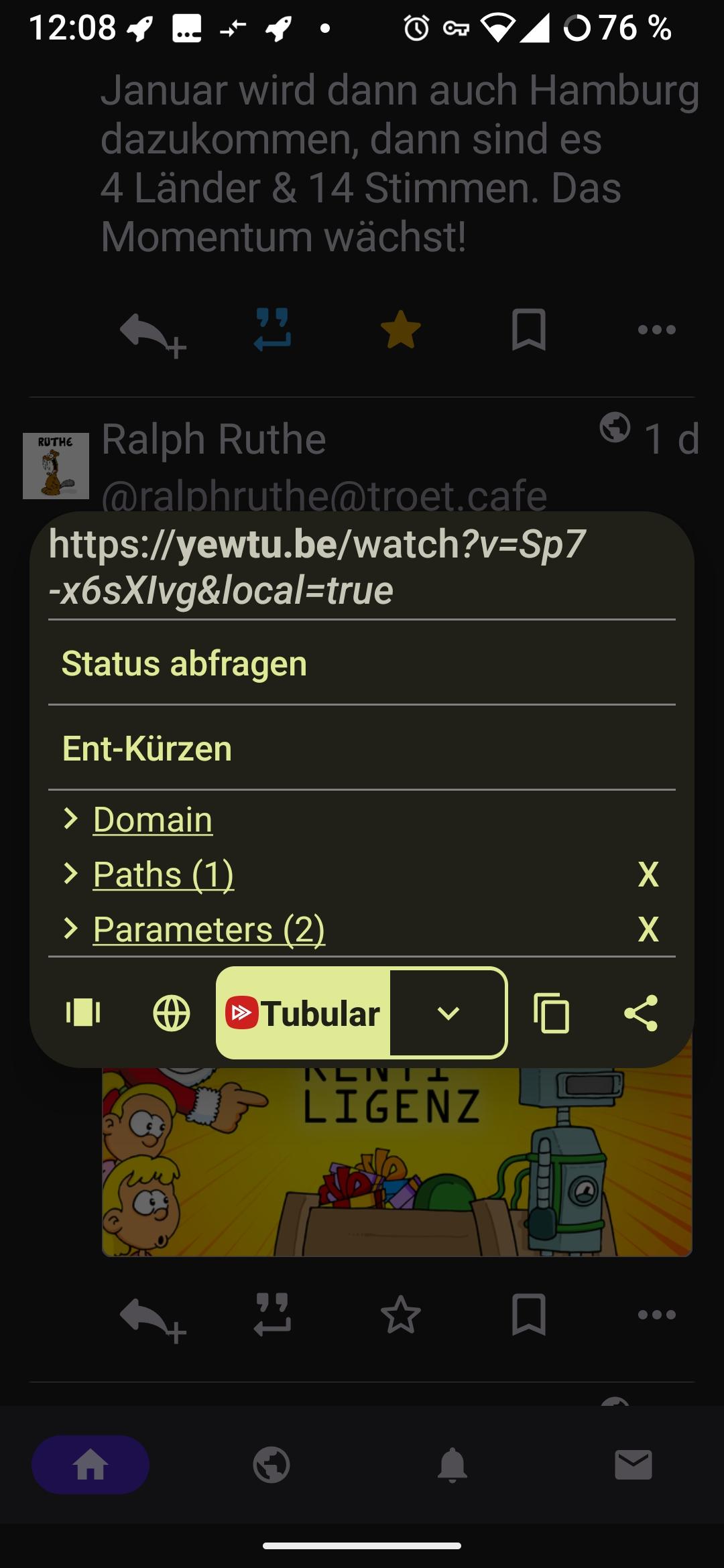 Tubular öffnen aus Link mit URL Check