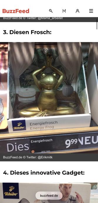 Screenshot of Buzzfeed listicle showing number 3 as “the frog” with image credits to me Erikmitk on Twitter