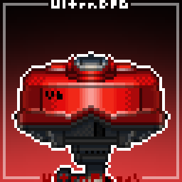 Pixel art of a Virtual Boy game system. A binocular-like 'portable' console made to simulate depth.