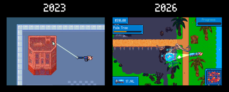 2023 ➡️ 2026 Making games is hard. Sometimes I beat myself up for not getting more done. Images like this help me visual
