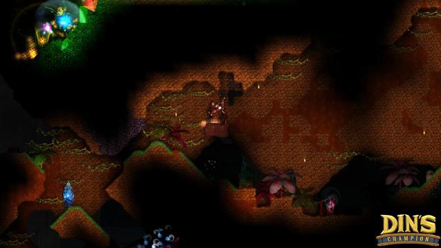 Today's Din's Champion screenshot: me and my partner playfully fighting over mining some coal while there's an unnoticed