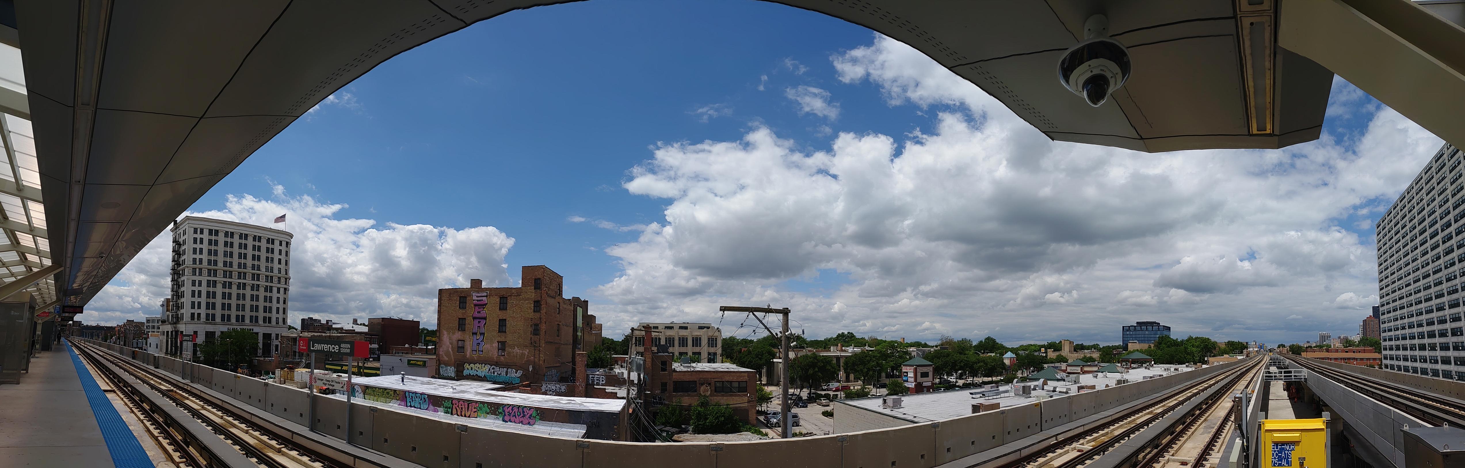 Another such panarama, but this one was taken at the end of the platform where the view was less obstructed.  Very nice weather today.