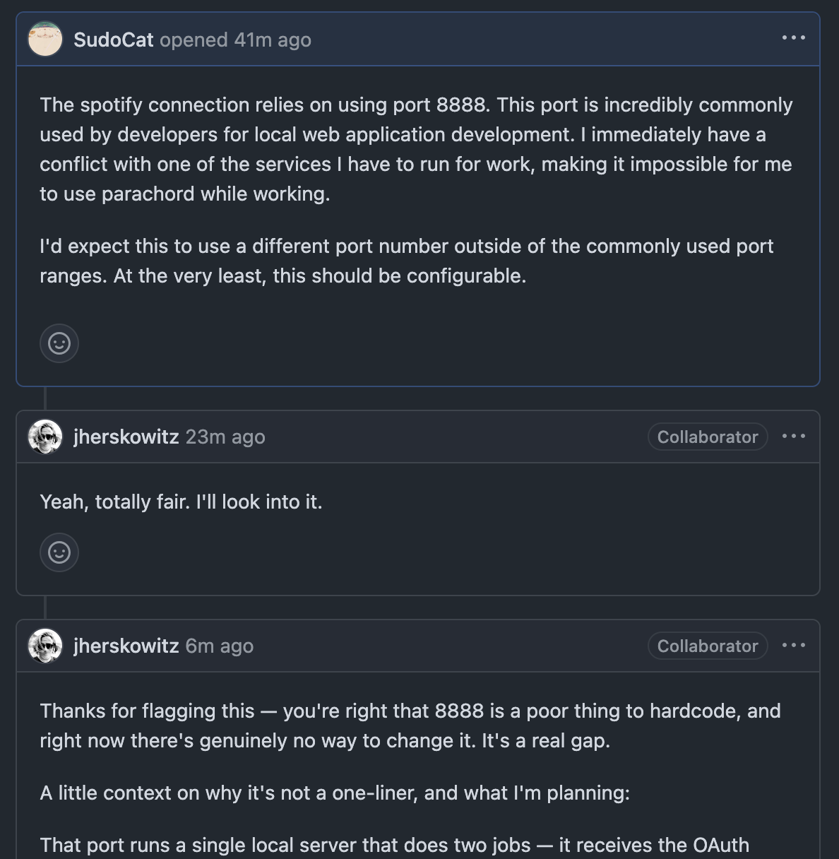 Screenshot of the linked github thread. Content excluded for brevity; check the link for full thread.